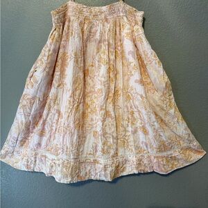 Lucky Brand Pink and Gold Floral Smocked Circle dress